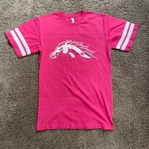 Western Michigan University pink bronco logo tee